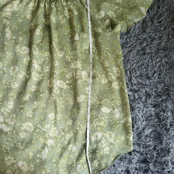 Chaps - Womens Floral Green Gauzy Peasant Blouse - Size L - Picture 9 of 9